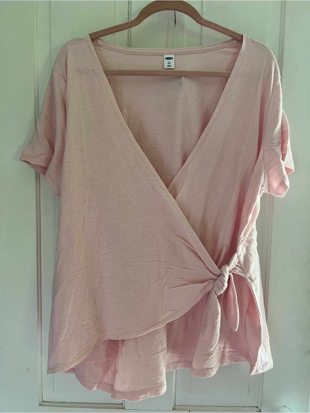 Old Navy Light Pink Wrap Tie Short Sleeve Blouse size 2XL